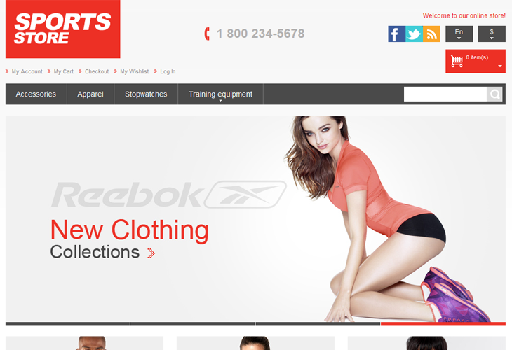 Athletic Store Responsive Magento Theme - cssauthor.com