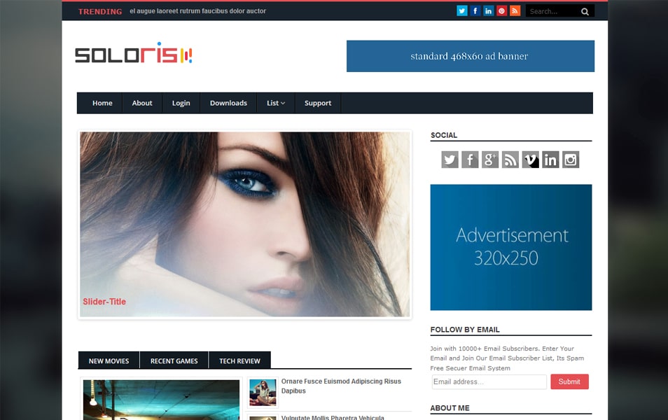 Soloris Responsive Magazine Blogger Template