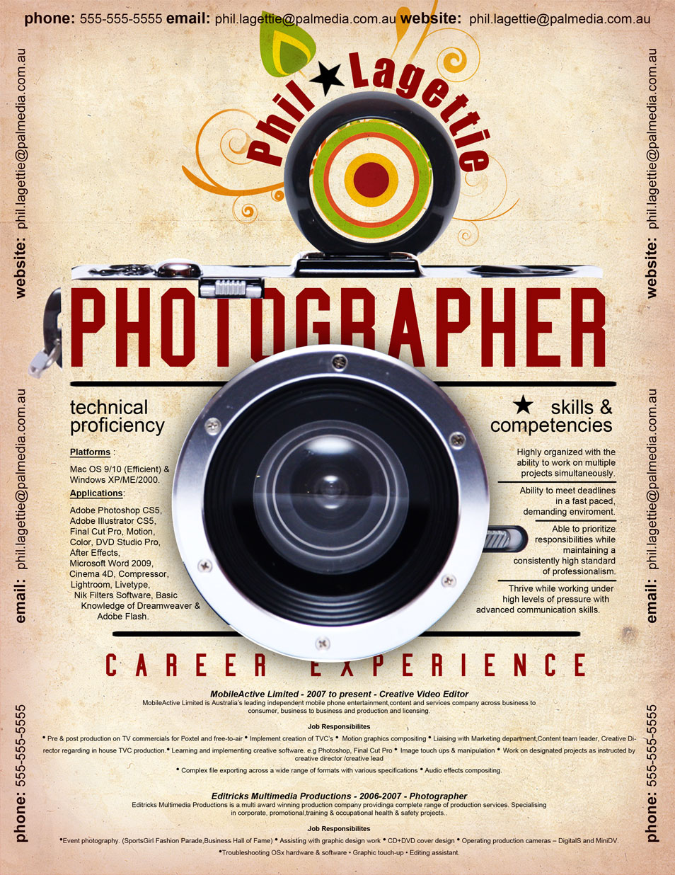 creative photographer resume