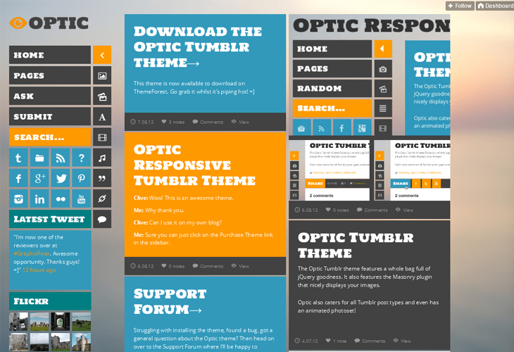 Optic Responsive Tumblr Theme