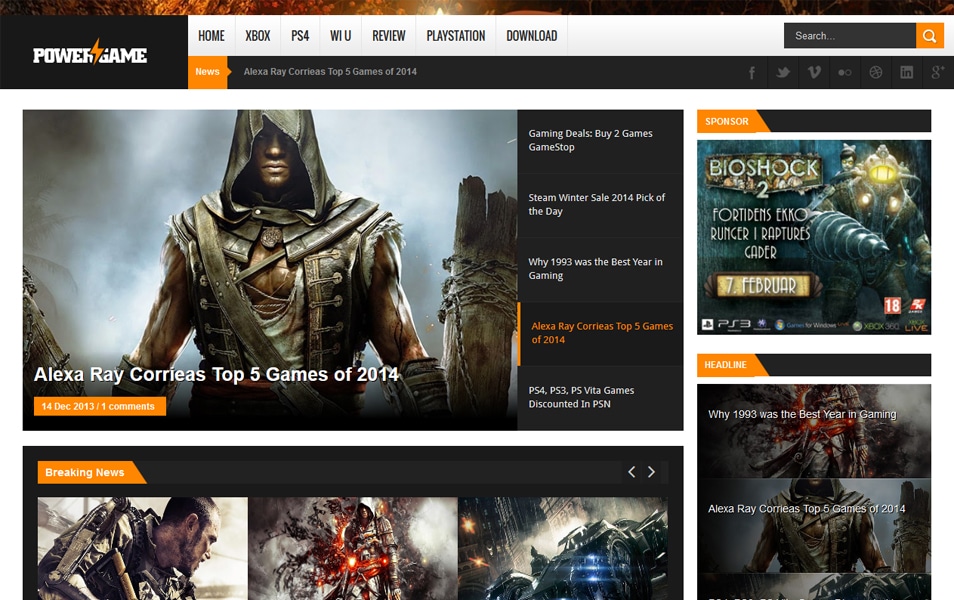 PowerGame Responsive Blogger Template