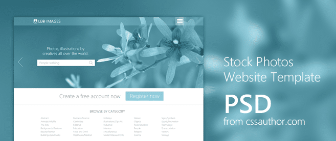 Stock Photos Website Template PSD for Free Download Freebie No: 89
