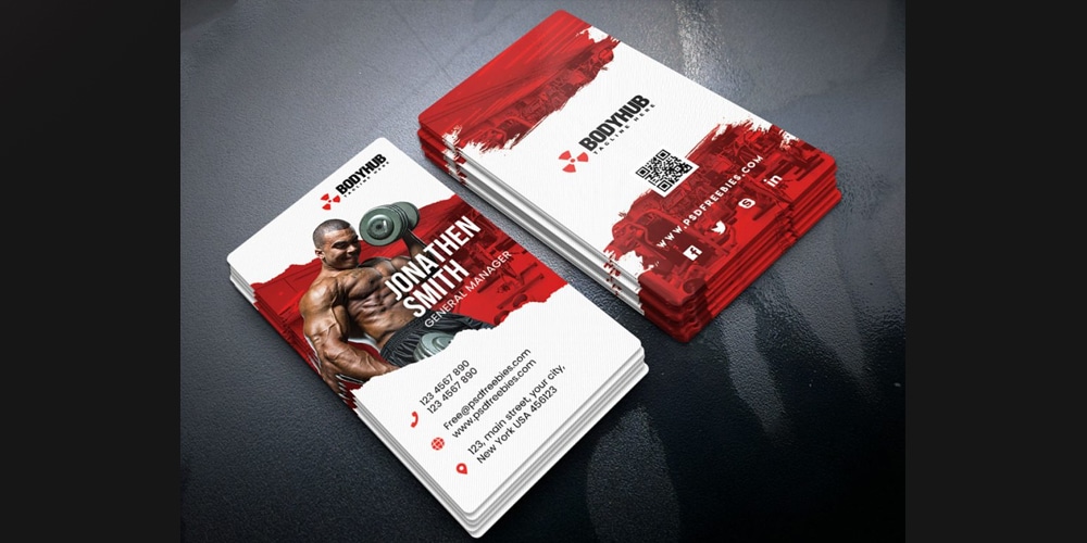 Vertical Fitness Gym Business Card PSD