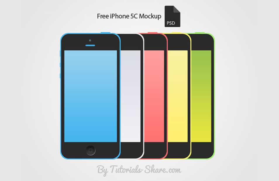 Free iPhone 5C Mockup PSD – 5 Colors