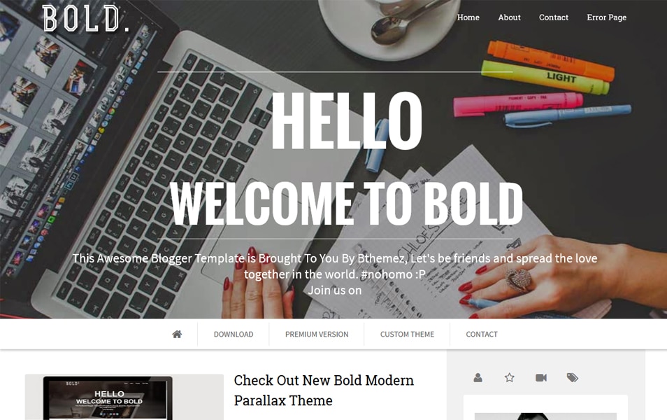 Bold Parallax Blogger Template Responsive