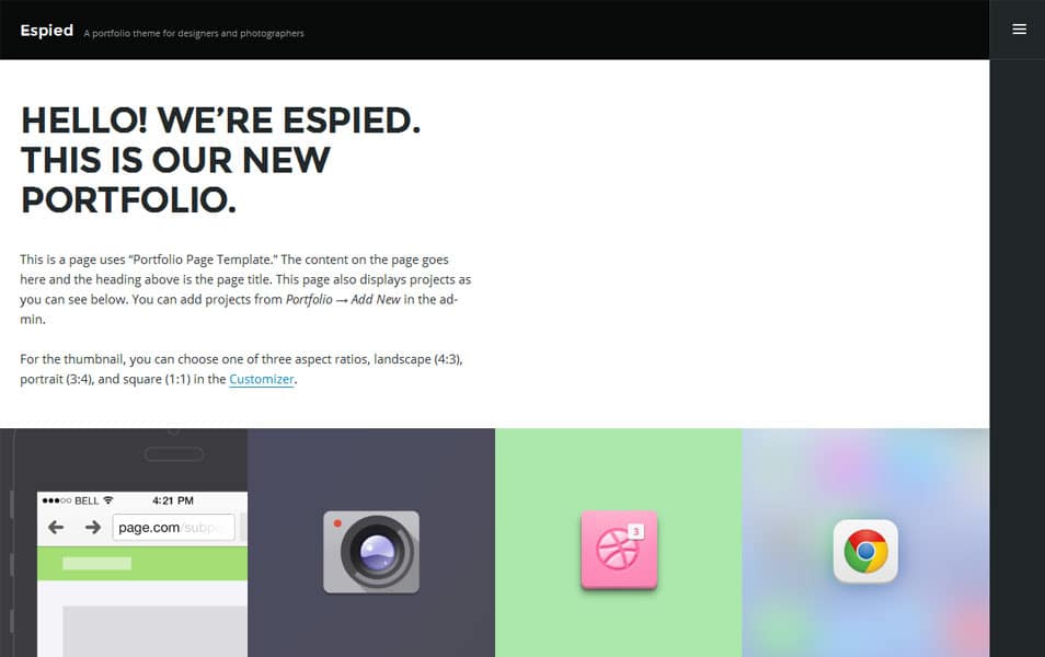 Espied Free Portfolio WordPress Theme