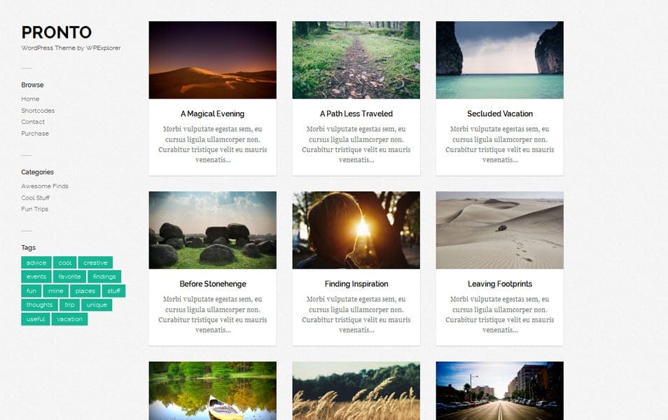 Pronto Free Photography WordPress Theme