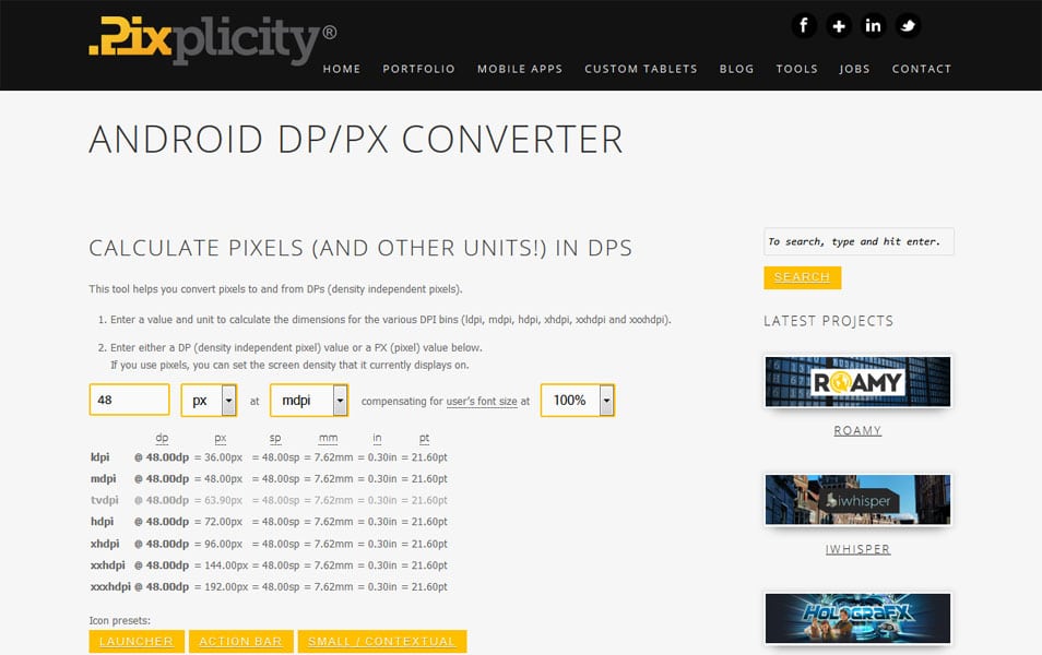 Android DP PX converter