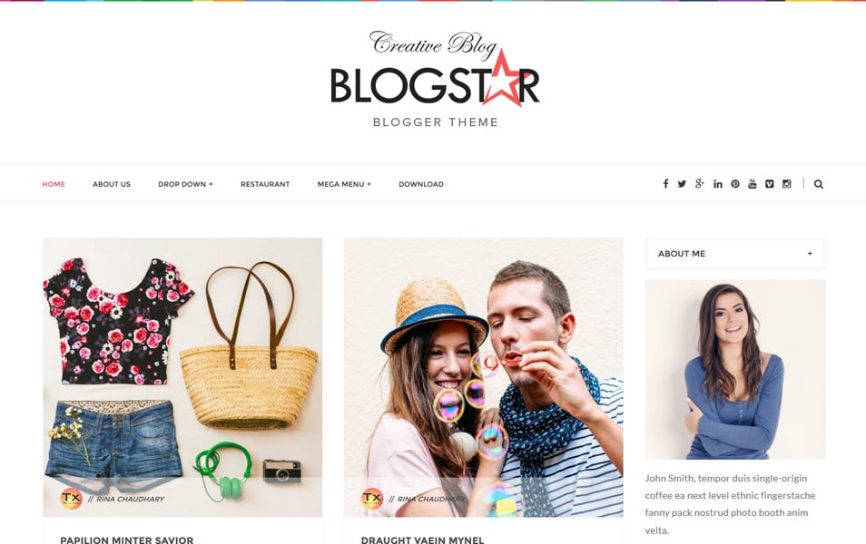 Blogstar Clean Responsive Blogger Template