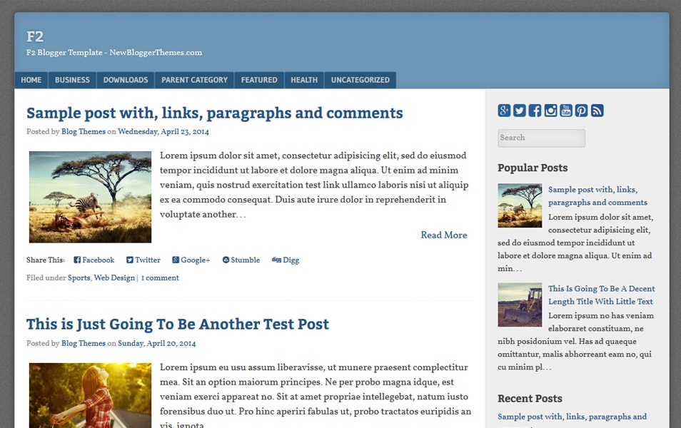 F2 Responsive Blogger Template