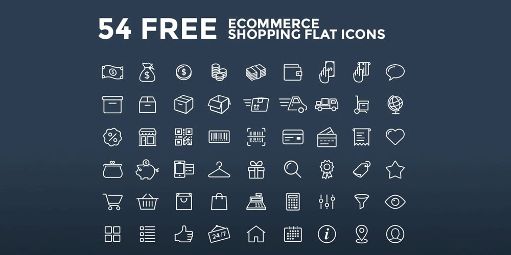 Free Ecommerce Stroke Icons PSD