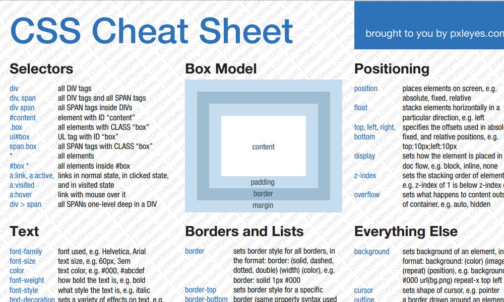 Best Html And Css Cheat Sheets Css Author 8715