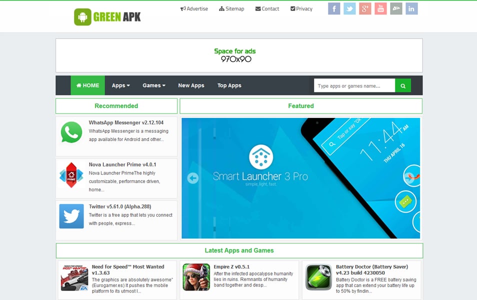 Green APK Pro Responsive Blogger Template