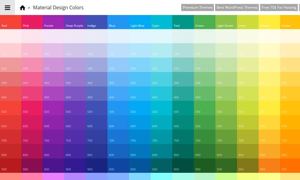 Tools for generating Material Design Color Palettes » CSS Author