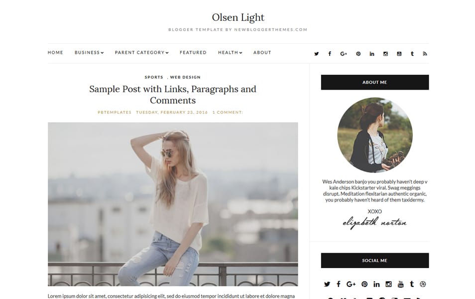 Olsen Light Responsive Blogger Template