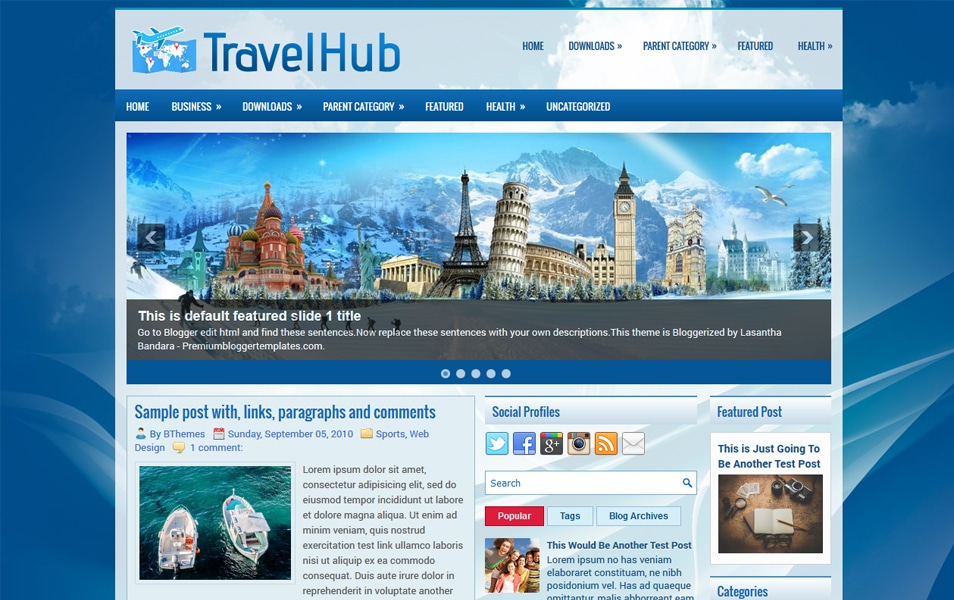 TravelHub Responsive Blogger Template