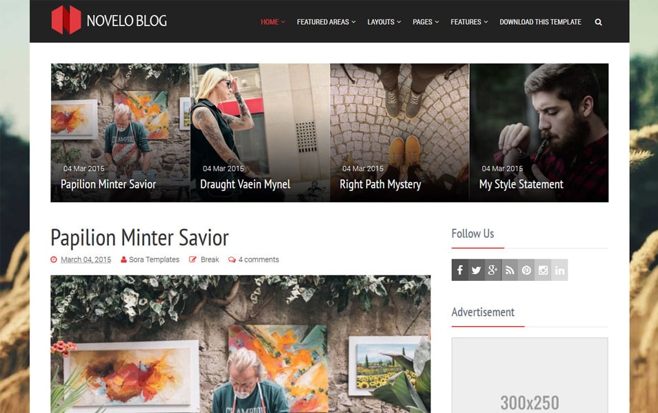 Novelo Blog Responsive Blogger Template