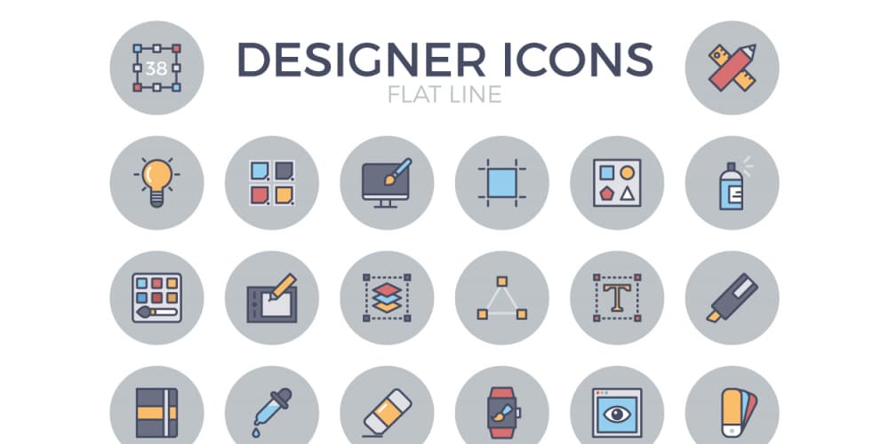 Free Designer Flat Line Icons