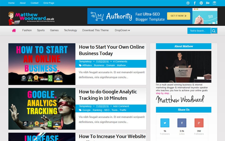Authority Responsive Blogger Template