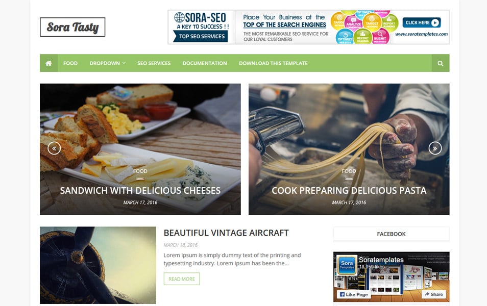 Sora Tasty Responsive Blogger Template