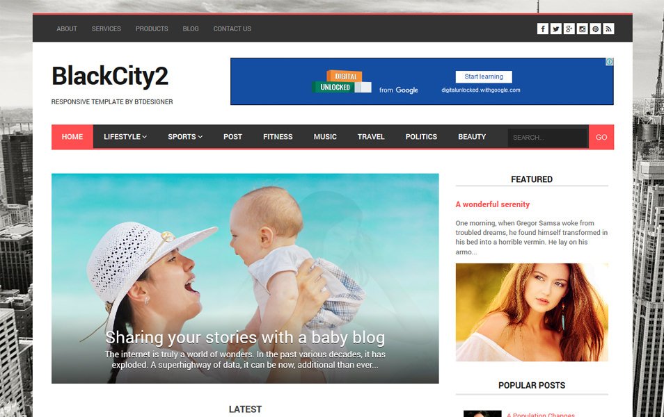 BlackCity 2 Responsive Blogger Template