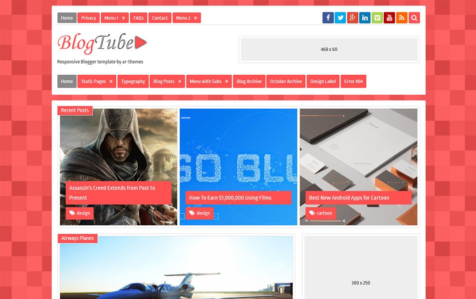 BlogTube Responsive Blogger Template