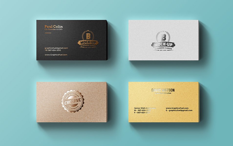 Foil Business Cards Mockup PSD