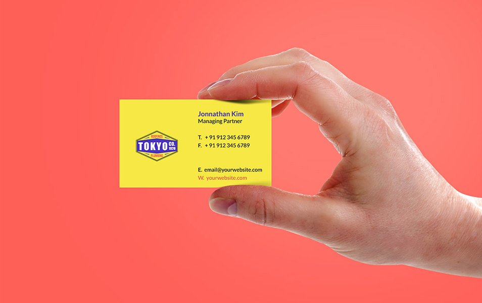 Hand Holding Business Card Mockup PSD