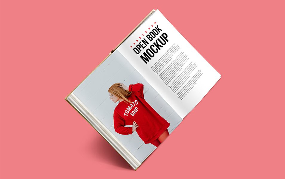 Hardcover Open Book PSD Mockup