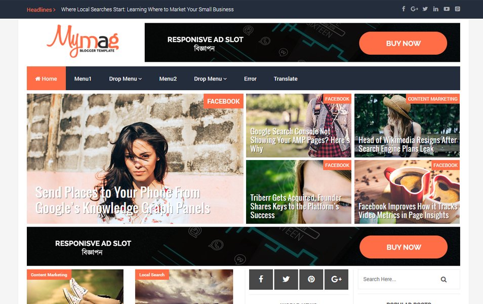 Top Responsive Magazine Blogger Templates