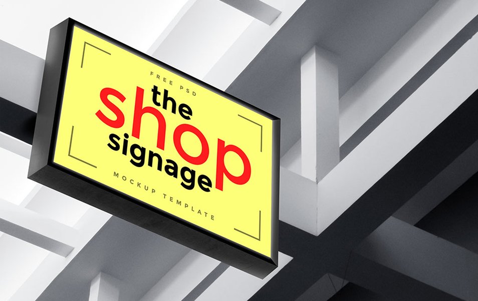 Outdoor Shop Signage Mockup PSD