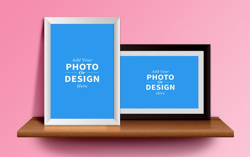 Photo Frames On the Shelf PSD
