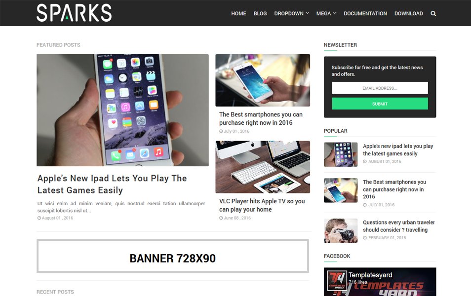 Sparks Responsive Blogger Template