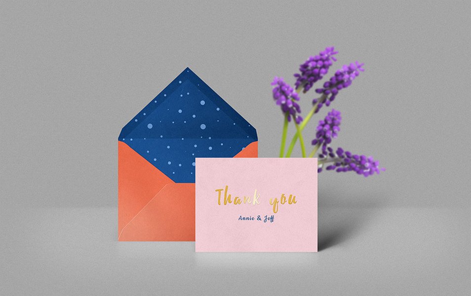 Thank You Card & Envelope Mockup