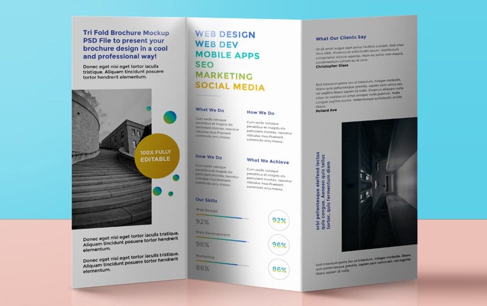 Tri-Fold Brochure Mockup PSD