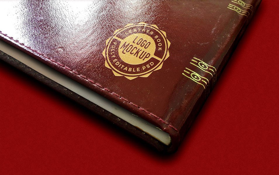 Vintage Leather Book Logo Mockup