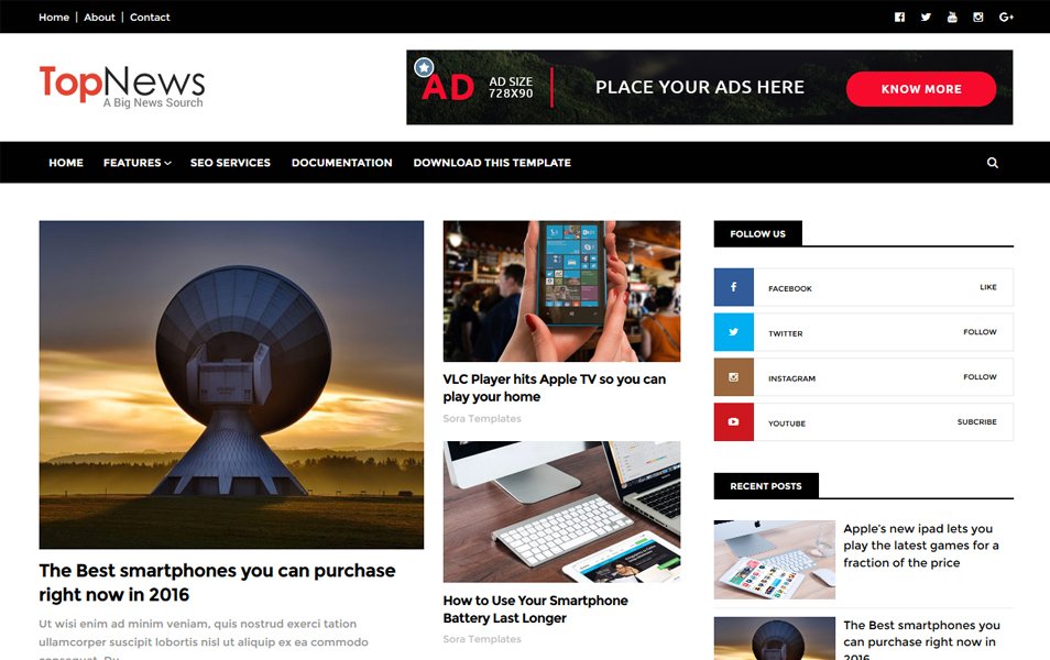 Top News Responsive Blogger Template