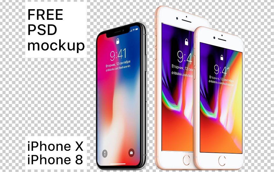 iPhone 8 and iPhone X Free PSD Mockup