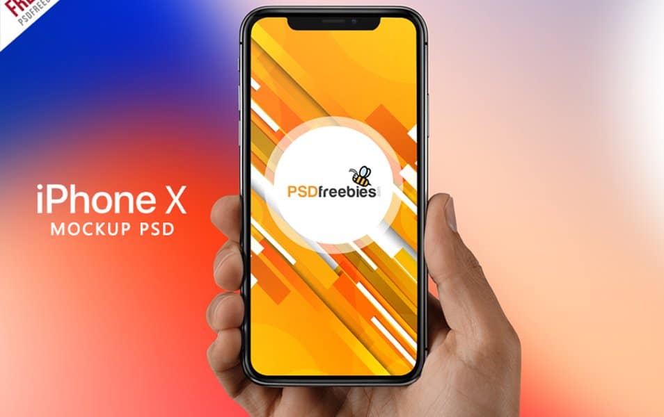 iPhone X in Hand Mockup Free PSD