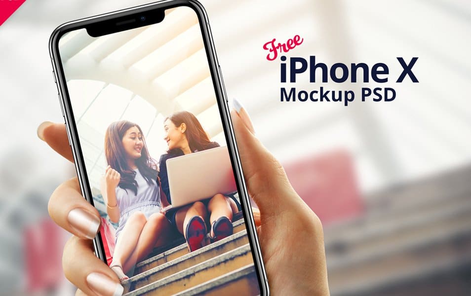 iPhone X in Hand Mockup PSD