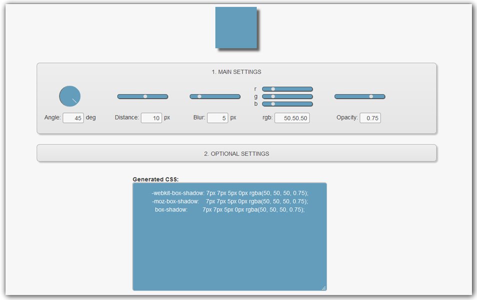 Генератор box shadow css