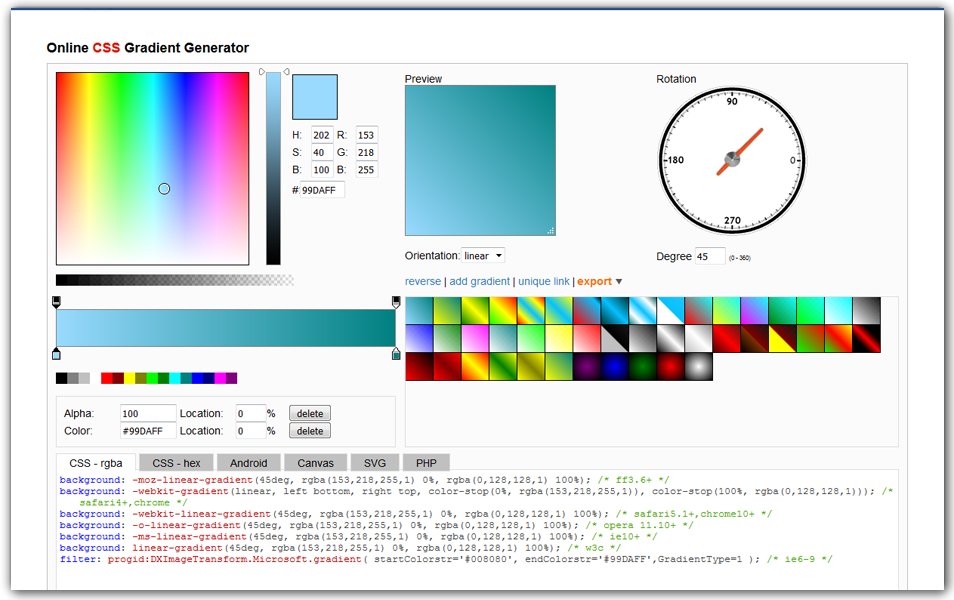 Online CSS Gradient Generator | AngryTools