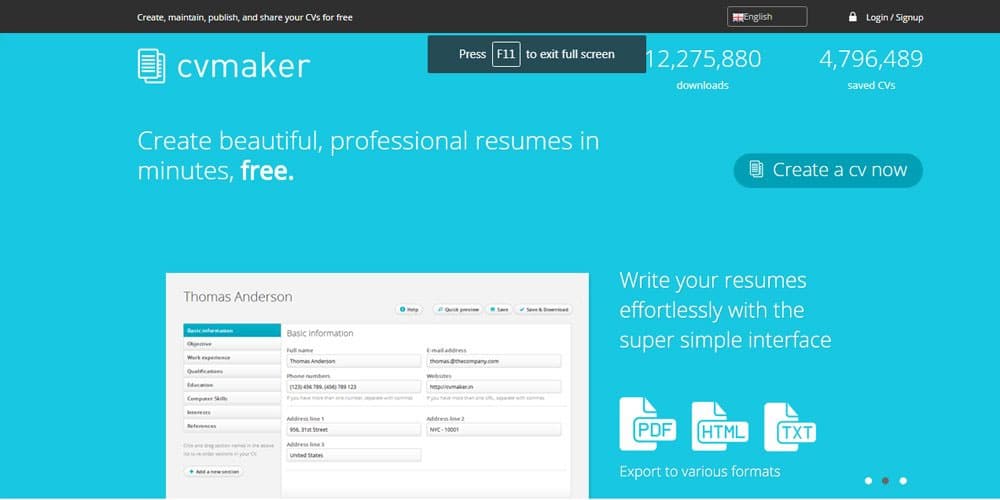best resume maker online free