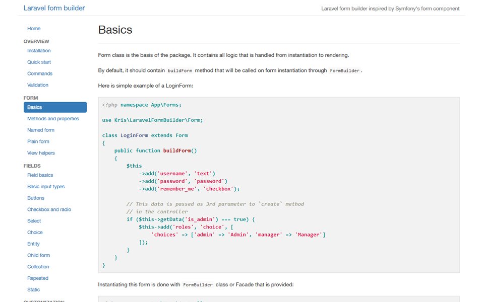 Laravel 5 Form Builder