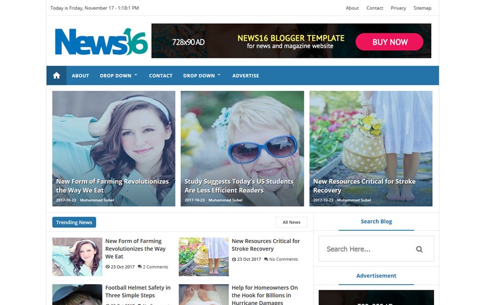 News16 Responsive Blogger Template