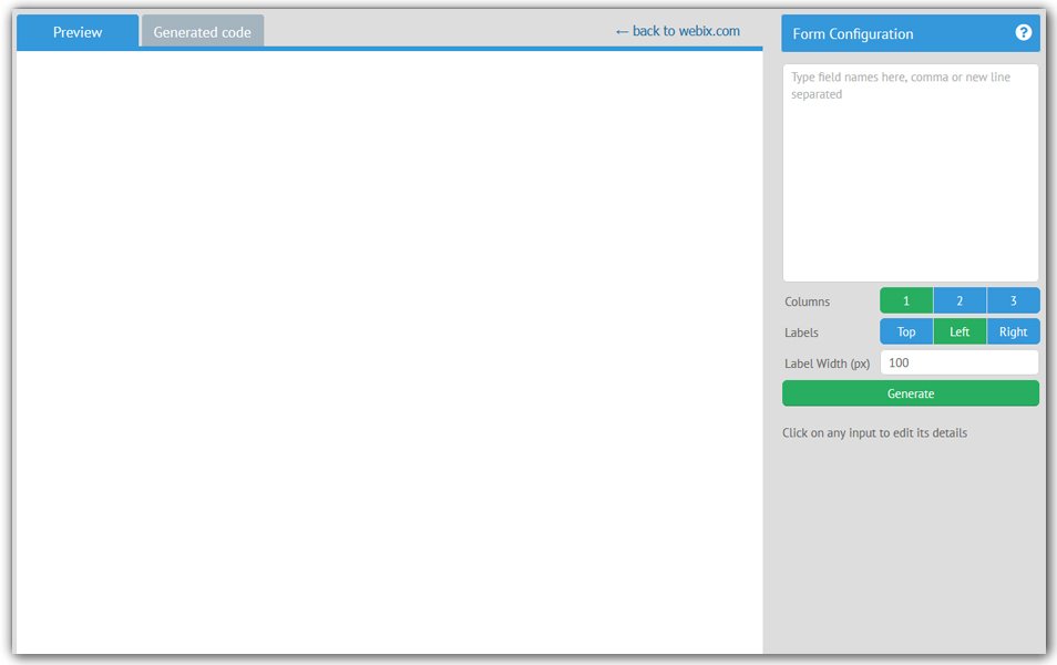 Webix Form Builder