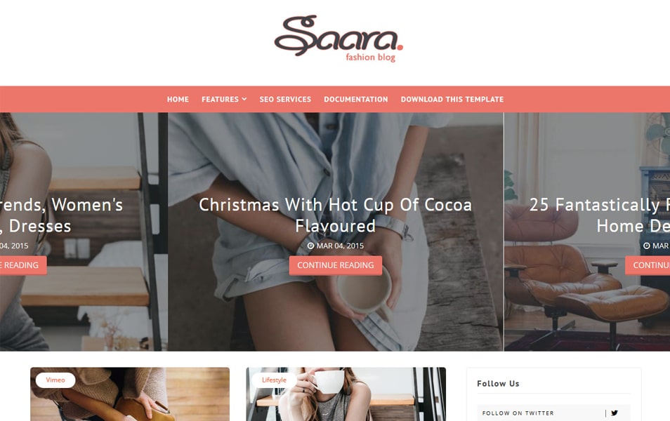 Saara Fashion Blog Responsive Blogger Template