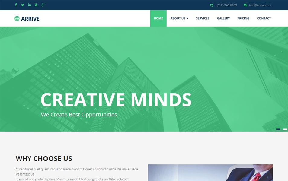 Arrive Business Responsive Website Template