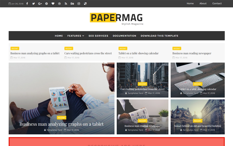 Papermag Stylish Magazine Blogger Template