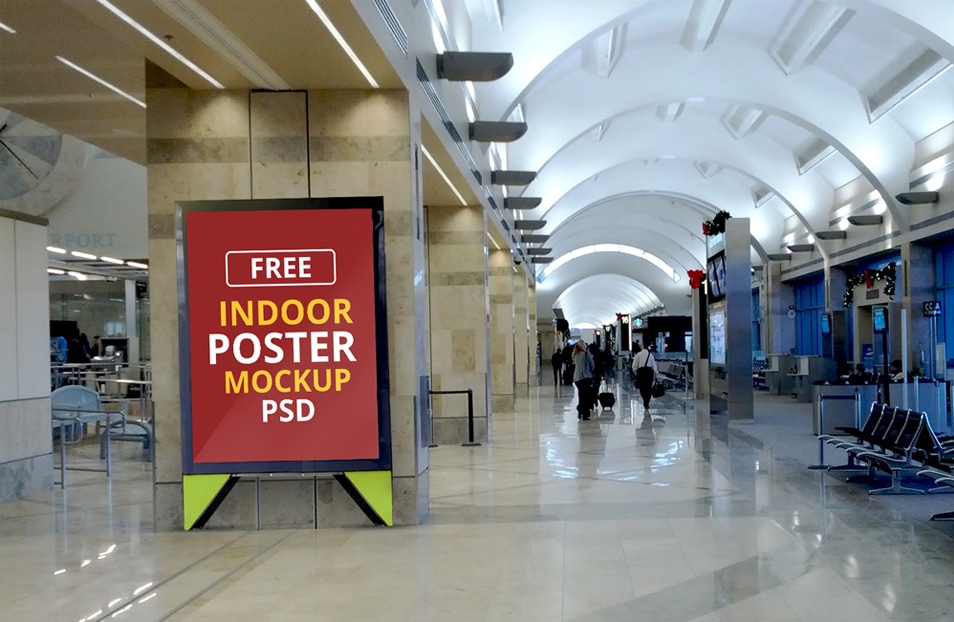 Free Indoor Poster Mockup PSD » CSS Author